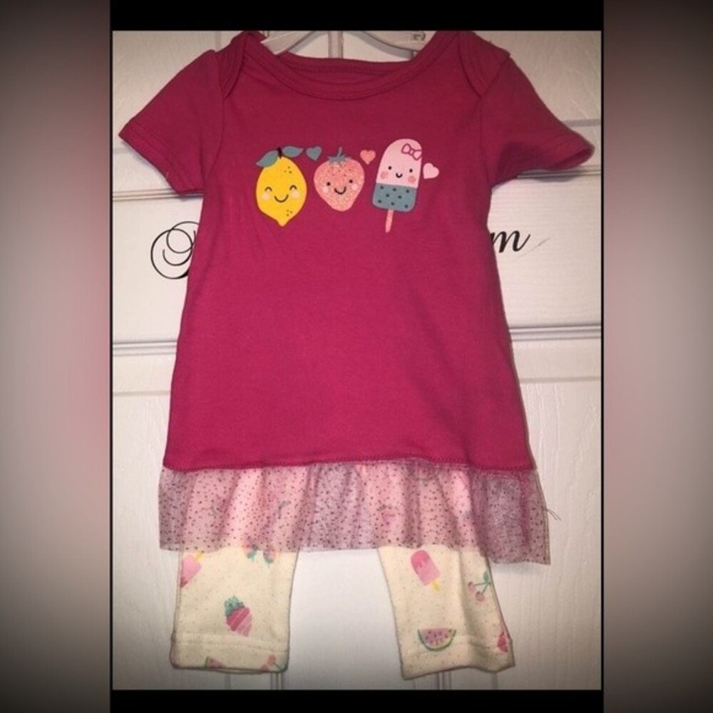 Bon Bebe Sz 3/6M Baby Girl Fruit Ice Cream Legging Set NEW NWT